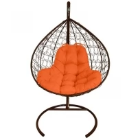 Подвесное кресло M-GROUP XL с ротангом коричневое, оранжевая подушка